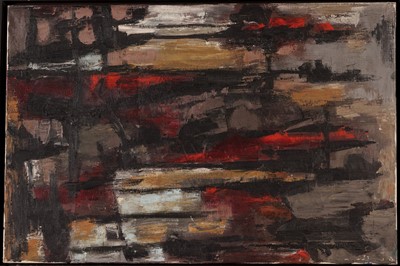 Lot 13 - In the manner of John Tunnard - Red & Black | oil