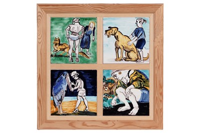 Lot 89 - Paula Rego - Four Ratton Ceramicas tiles produced for the Tate | printed tiles