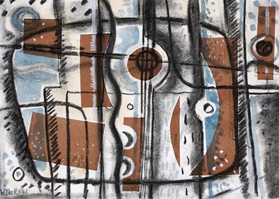 Lot 26 - William Black - Abstract in blue and brown | mixed media