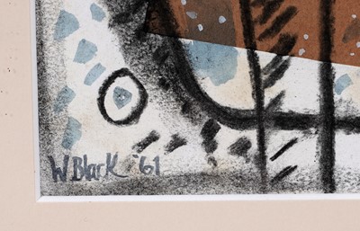 Lot 26 - William Black - Abstract in blue and brown | mixed media