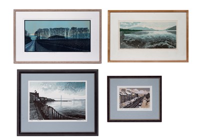 Lot 403 - Tom Davidson - Four landscape views | linocuts