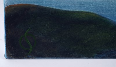 Lot 96 - Sheila Oliver - Seascape with houses | oil