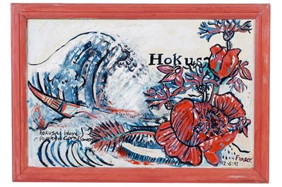Lot 108 - Madeline Fraser - Hokusai Wave, Poppies & Cornflowers | oil