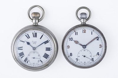Lot 374 - A miliary GSTP pocket watch; and a LNER pocket watch