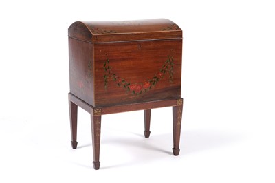 Lot 1054 - A late Victorian dome top satinwood music cabinet