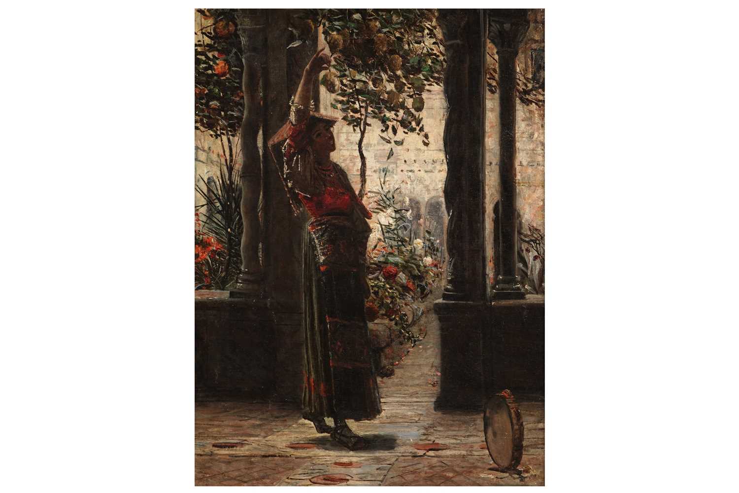 Lot 340 - George Sherwood Hunter - Full-length Study of a Dancer and a Tambourine | oil