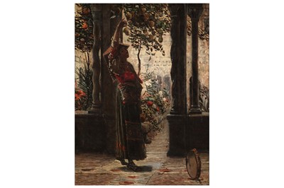 Lot 340 - George Sherwood Hunter - Full-length Study of a Dancer and a Tambourine | oil