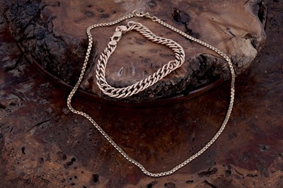 Lot 121 - A 9ct rose gold fancy link bracelet; and a 9ct gold fancy-link necklace