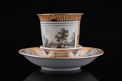 Lot 454 - A Vienna Faux Bois cup and saucer