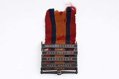 Lot 721 - A Boer War ribbon with four clasps