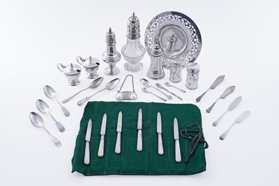 Lot 408 - A selection of silver and silver-mounted condiments
