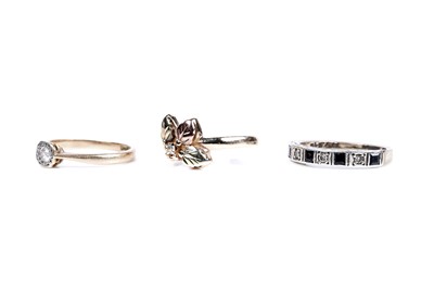 Lot 187 - Three diamond set rings, one with sapphires