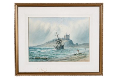 Lot 143 - William Baker - A shipwreck before a castle | watercolour