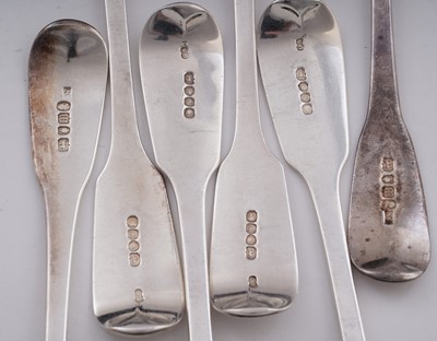 Lot 241 - Antique silver Fiddle pattern flatware