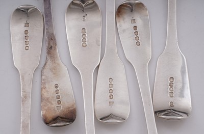 Lot 241 - Antique silver Fiddle pattern flatware