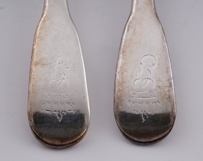 Lot 241 - Antique silver Fiddle pattern flatware