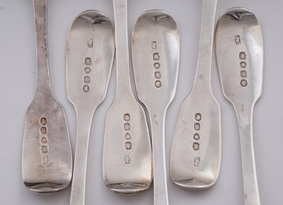 Lot 241 - Antique silver Fiddle pattern flatware