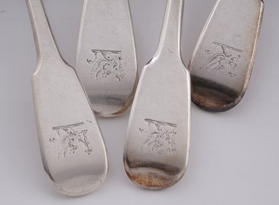 Lot 241 - Antique silver Fiddle pattern flatware