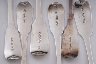 Lot 241 - Antique silver Fiddle pattern flatware