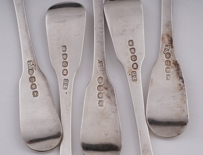 Lot 241 - Antique silver Fiddle pattern flatware