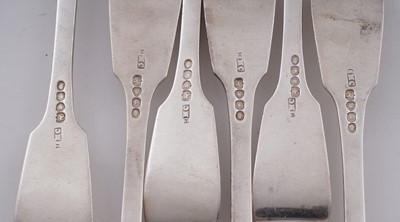 Lot 241 - Antique silver Fiddle pattern flatware