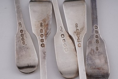 Lot 241 - Antique silver Fiddle pattern flatware