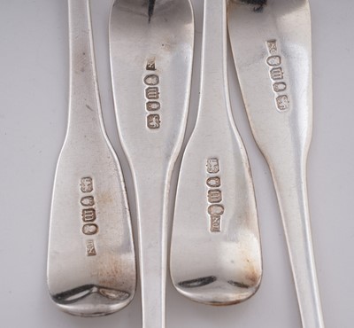 Lot 241 - Antique silver Fiddle pattern flatware