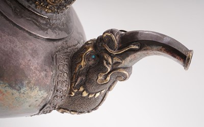 Lot 41 - A 19th Century Tibetan silver ewer