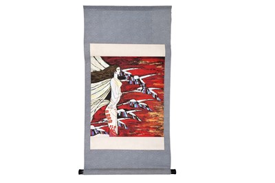 Lot 313 - Shao Kuang Ting - Woman with cranes | mixed media
