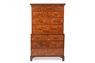 Lot 1061 - A Georgian walnut chest on chest