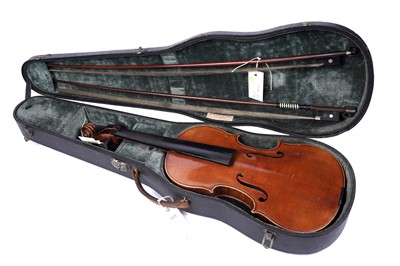 Lot 32 - A violin; and two bows