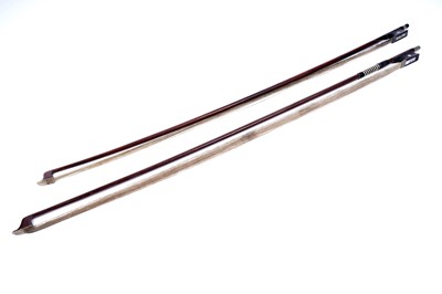 Lot 32 - A violin; and two bows