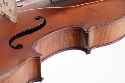 Lot 22 - A French violin; and a bow stamped Schultz