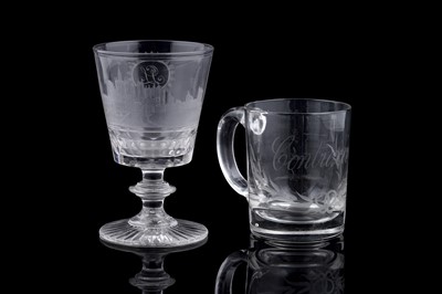 Lot 945 - A 19th Century rummer, Lowther Castle; and an etched measure