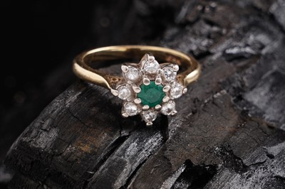 Lot 10 - An emerald and diamond cluster ring