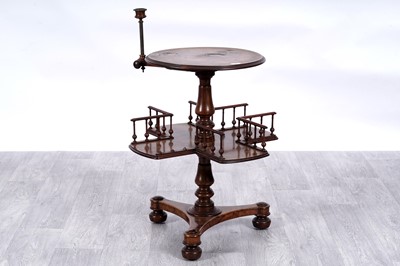 Lot 63 - An early Victorian burr walnut and walnut revolving bookcase/reading table