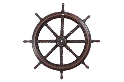 Lot 27 - A 19th Century teak and brass ships wheel