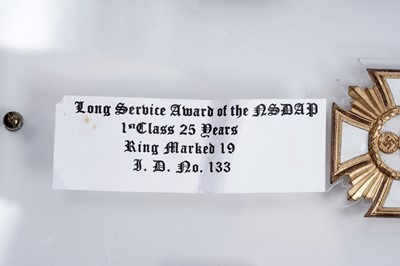 Lot 973 - A display of three German Third Reich Long Service Awards of the NSDAP