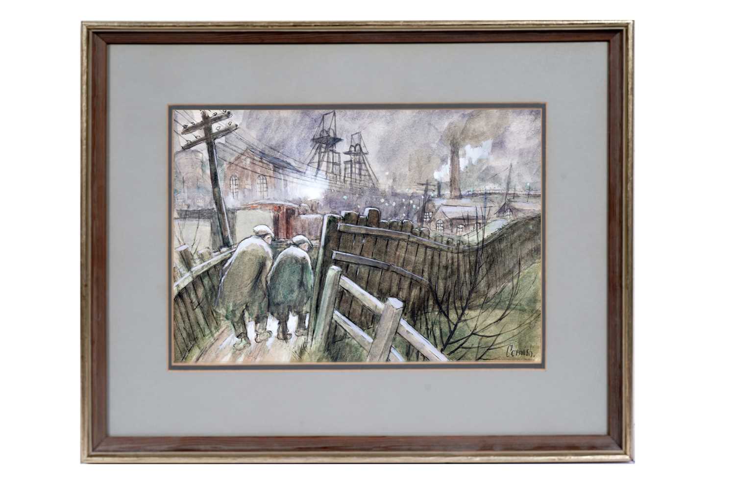 Lot 269 - Norman Cornish - Colliery Scene at Night | watercolour