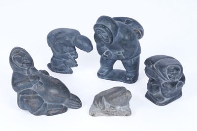 Lot 316 - A collection of five Inuit soapstone carvings