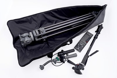 Lot 382 - A Libec Tripod T57 video camera tripod; and a Manfrotto monopod
