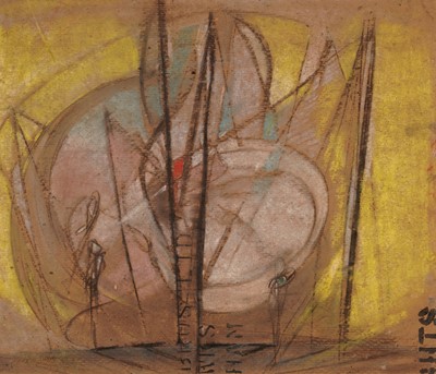 Lot 503 - John Tunnard - Abstract with lettering | mixed media