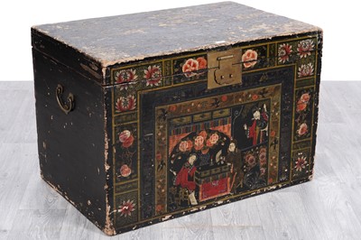 Lot 19 - A late 19th Century black lacquered chest
