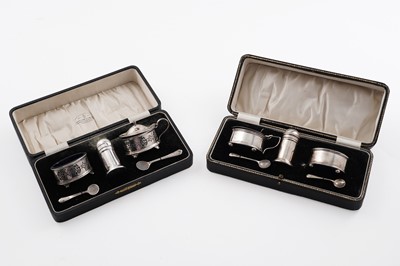 Lot 111 - Two sets of silver condiments