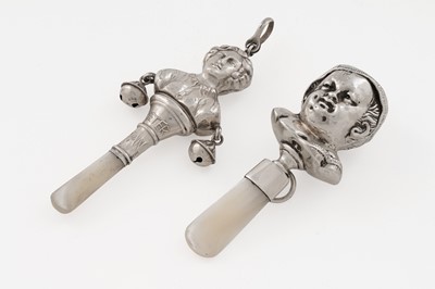 Lot 323 - A Victorian silver mounted child’s rattle; and another example of similar form