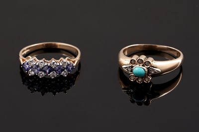 Lot 31 - A turquoise and diamond ring; and another