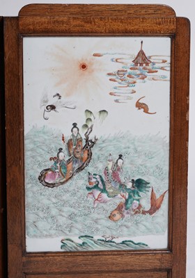 Lot 320 - A Chinese porcelain two-fold screen