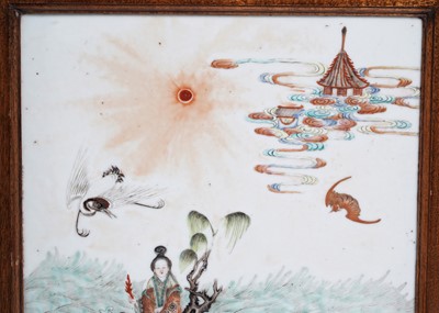 Lot 320 - A Chinese porcelain two-fold screen