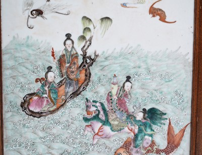 Lot 320 - A Chinese porcelain two-fold screen