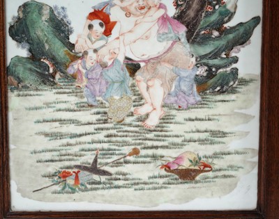 Lot 320 - A Chinese porcelain two-fold screen